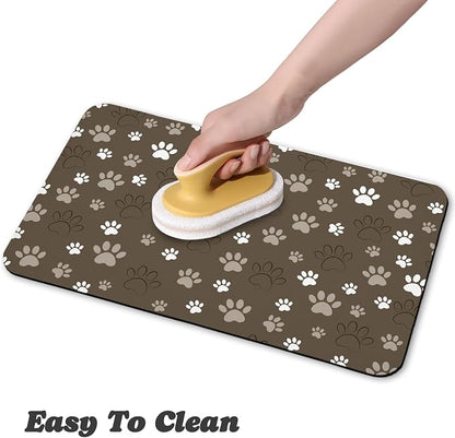 Dog Food Mat, Absorbent Water Bowl Mats Cat Pet Feeding Placemats Brown 12 * 20 - Image 4