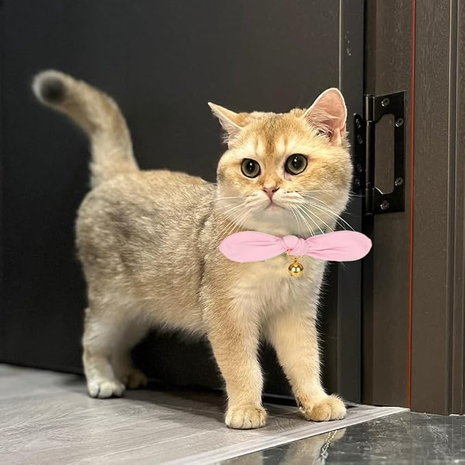 Bunny Ear Cat Collar with Bell and Bow Tie, Breakaway Cute Bowtie Kitten Collars - Image 5