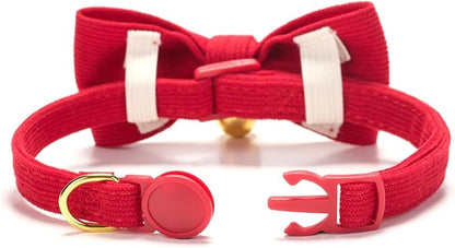 Soft Corduroy Cat Collar with Bell and Bowtie, Safety Breakaway Clasp, - Image 3