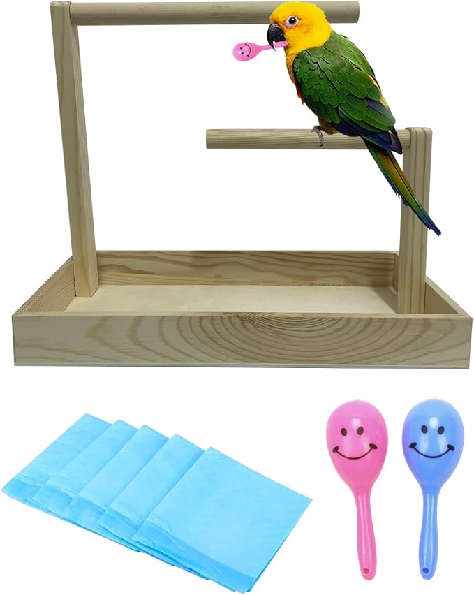 Small Bird Training Stand Portable Tabletop Birds Perch Desktop Platform by Niwaes
