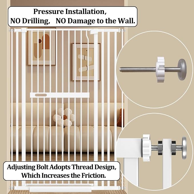 WAOWAO 71" Extra Tall Cat Pet Gate 29.92-45.66" Wide Pressure Mounted Walk - Image 8