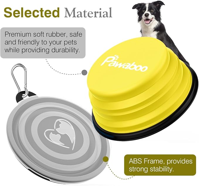 Pawaboo Collapsible Dog Bowls 2 Pack, Silicone Feeding Watering Bowls - Image 6