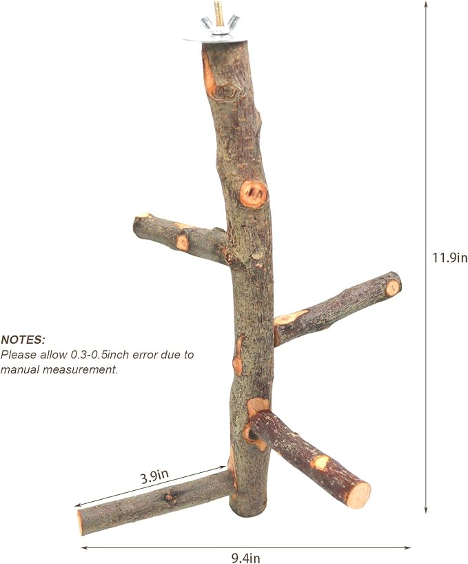 Bird Perch Nature Apple Hard Wood Stand, Parrot Stand Toy Branch Platform Paw - Image 2