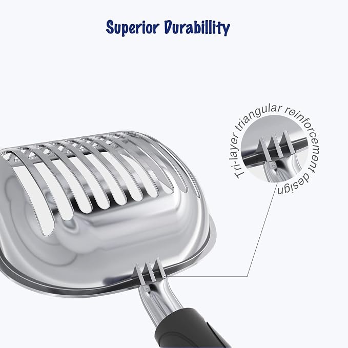 WePet Cat Litter Scoop, Aluminum Alloy Sifter, Kitty Metal Scooper, Deep Shovel - Image 3