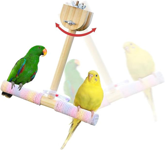 Bird Swing for Cage, Rust Sound Interactive Hanging Bird Toy Perch, Wooden by Admaison