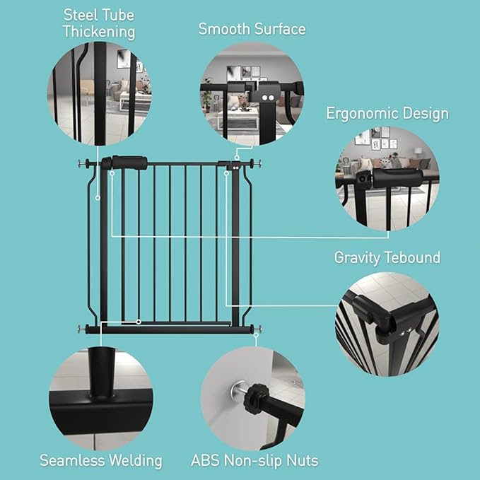 WAOWAO Baby Gate 71.65-76.38" Extra Wide Pressure Mounted Walk Through Swing - Image 2