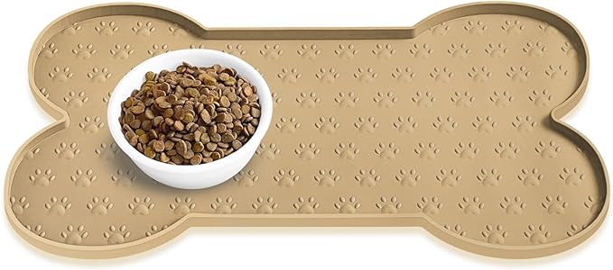 Dog Food Mat Anti-Slip Silicone Dog Bowl Mat Thicker Pet Placemat Waterproof by PWTAA