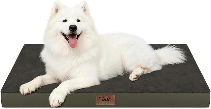 Large Comfy Washable Dog Bed, Orthopedic Egg Crate Foam Dog Crate Mat by TailStories