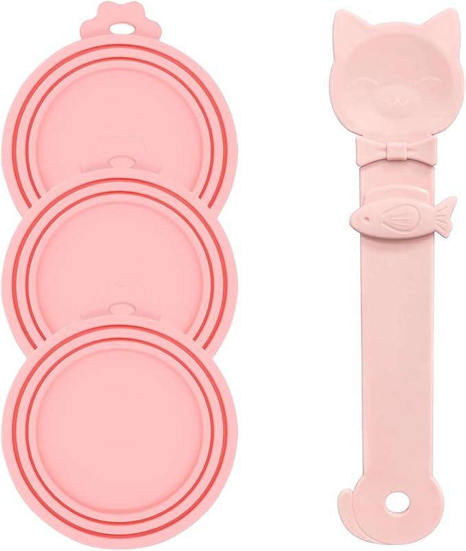 Cat Treat Spoon & 3 Pcs Can Lids | Cat Strip Feeder Squeeze by DORUI