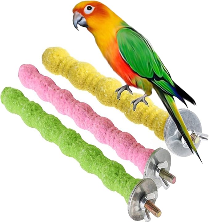 kathson 3PCS Bird Perch Parrot Stand Cage Accessories Natural Wooden Stick Paw by kathson