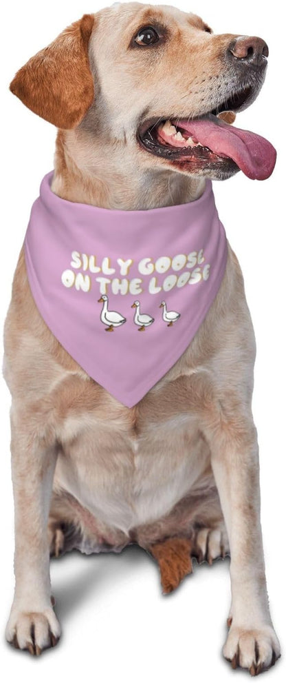 Silly Goose on The Loose Triangle Dog Bandana, Summer Bandana Funny Triangle by vercosee