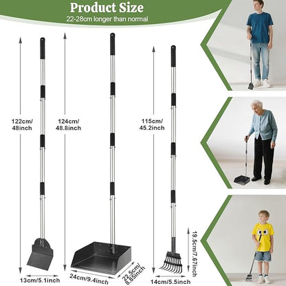 T2Y Pooper Scooper, Adjustable Stainless Steel Rake & Spade & Extra Large Tray - Image 2