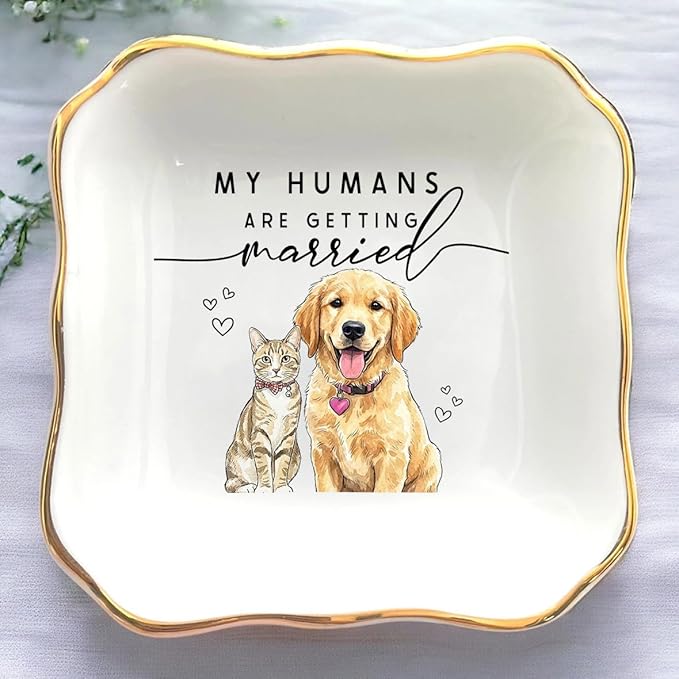 Custom Pet Portrait Watercolor Ring Dish, My Humans Are Getting Married Jewelry by Anniversaree