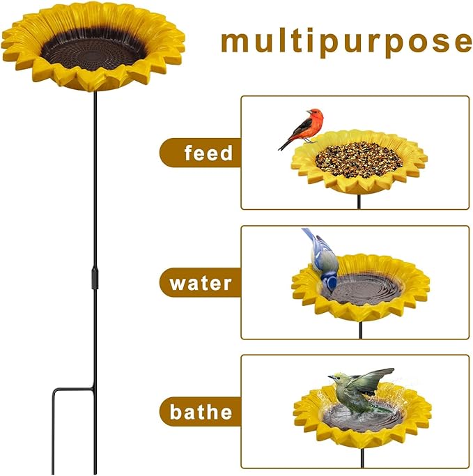 MIXXIDEA Sunflower Bird Feeder Baths - Image 2