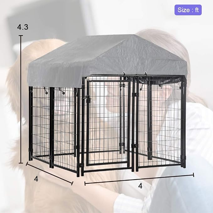 Welded Wire Dog Kennel Heavy Duty Playpen Included a Roof & Water-Resistant - Image 7