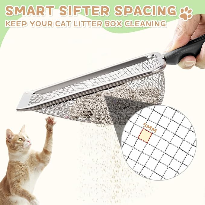 Metal Cat Litter Scoop, Sturdy Litter Cleaner Corner Shovel, Stainless Steel - Image 5