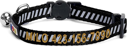 Pawtitas Personalized Black Reflective Cat Collar – Adjustable Custom Collar - Image 2