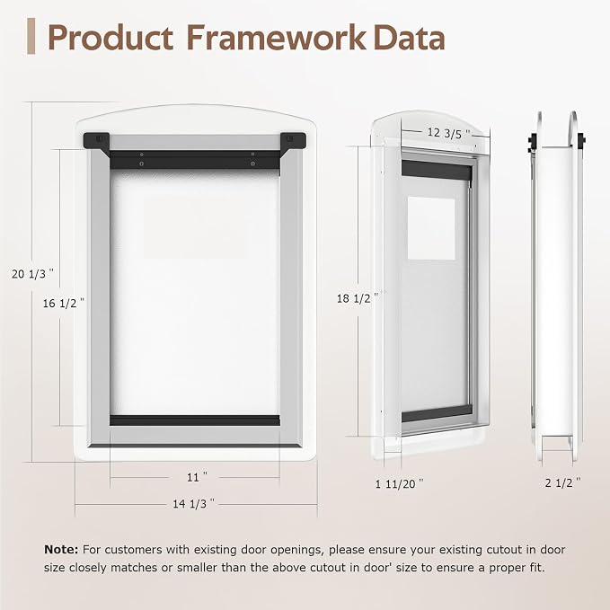 Large Dog Door for Door，Dog Door for Exterior Door Stainless Steel Frame - Image 2