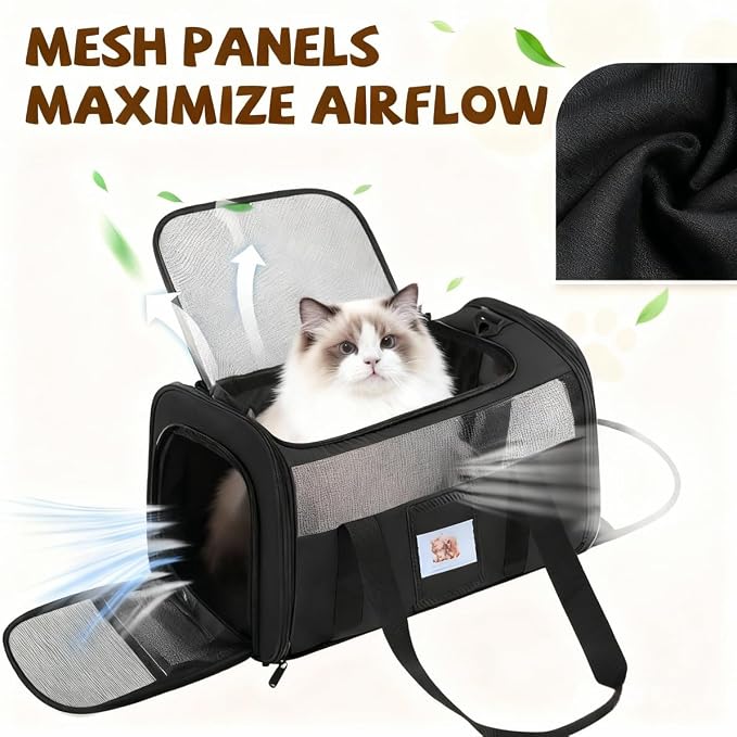 Soft Cat Carrier for Pets Up to 15 lbs, TSA Approved for Airline in-Cabin - Image 4