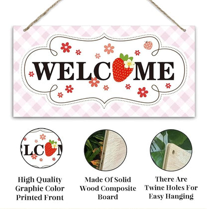 Welcome Sign for Front Door, Welcome Decor Wooden Hanging Sign for Girl Room - Image 3