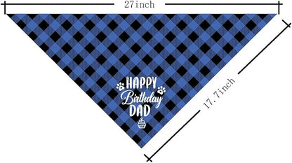 Dog Bandana, Happy Birthday Dad Dog Bandana, Dog Scarf Classical Plaid Printing - Image 2