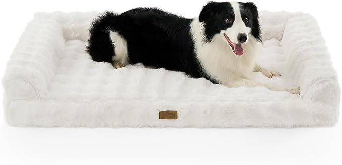 Faux Fur Orthopedic Dog Bed, Extra Large Dog Bed, Supportive Foam Pet Sofa by COZYKISS