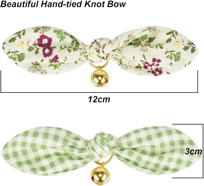 2 Pack Cotton Cat Collar, Removable Bowtie, Floral Pattern, Safety Breakaway - Image 2