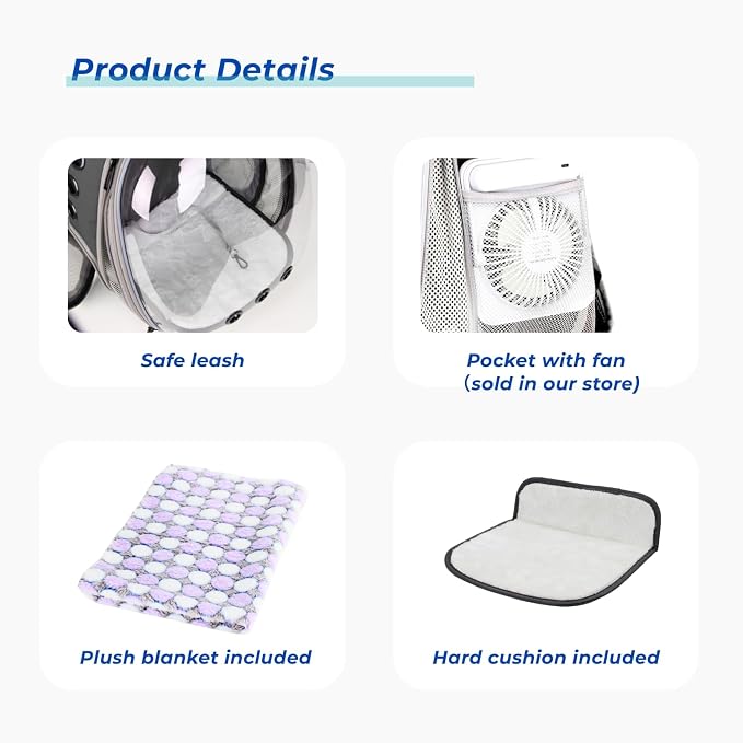 Lollimeow Cat Carrier Backpack, Expandable Bubble Pet Carrier - Image 9