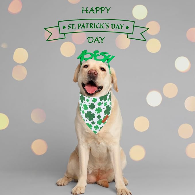 PTDECOR St. Patrick's Day Dog Bandana, Reversible Dog Scarf - Image 2