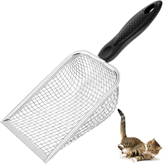 Metal Cat Litter Scoop, Sturdy Litter Cleaner Corner Shovel, Stainless Steel by Apidgrowth