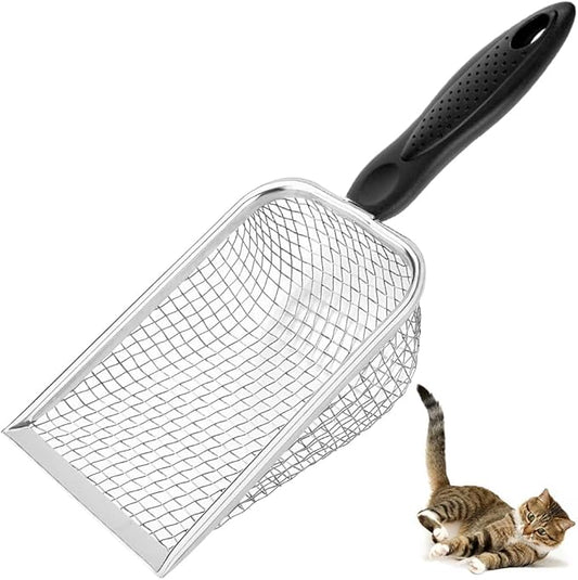 Metal Cat Litter Scoop, Sturdy Litter Cleaner Corner Shovel, Stainless Steel by Apidgrowth