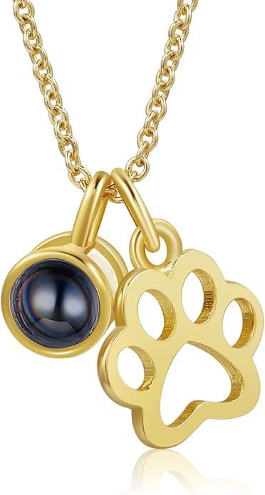 Personalized Cute Dog Cat Paw Name Necklace Forever Love Custom Heart Pendant - Image 2