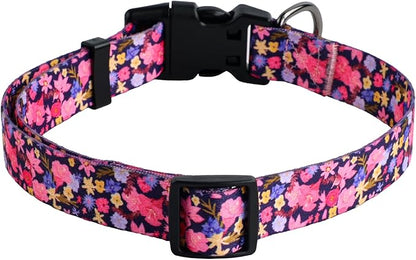 QQPETS Adjustable Soft Dog Collar: Print Flower Pink Multicolor Cute Patterns - Image 5