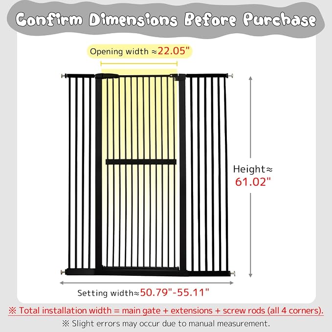 Lumizone Extra Tall Cat Gate 61.02" High Pressure Mounted Extra Wide - Image 2