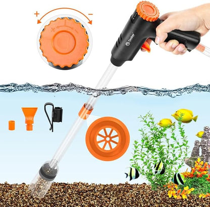 Manual Aquarium Gravel Cleaner, 132GPH Fish Tank Siphon Vacuum Cleaner by Yaubay
