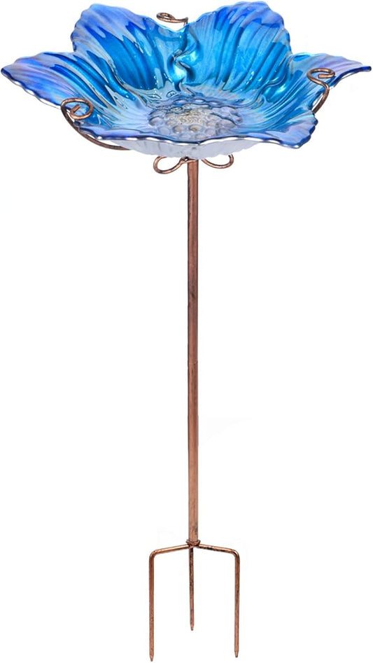 MUMTOP Bird Baths for Outdoors Glass Bird Bath Bowl Outdoor Bird Feeder Flower by MUMTOP