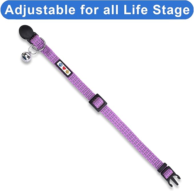 Pawtitas Reflective Purple Cat Collar - Image 5