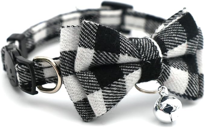 White Plaid Dog Bow Collar - Image 6
