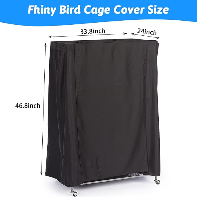 Fhiny Bird Cage Cover, 33.8”L×24”W×46.8”H Water-Proof Good Night Black-Out - Image 6