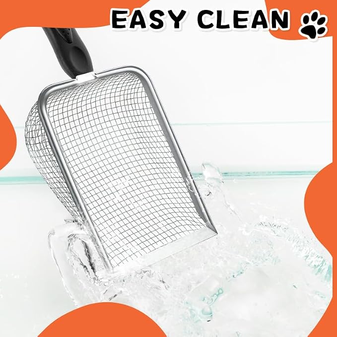 Cat Litter Scoop, Sturdy Litter Cleaner Corner Shovel, Stainless Steel Mesh - Image 7