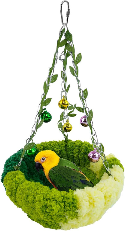 Bird Nest with Bell for Cage, Plush Hanging Bird Bed for Parakeet Indoor & by Admaison