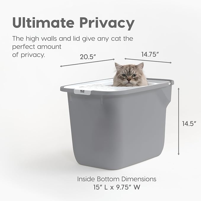 IRIS USA Cat Litter Box, Large Cat Box Enclosure, Top Entry - Image 2
