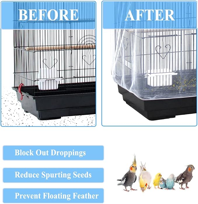 ASOCEA Extra Large Bird Cage Seed Catcher Guard Universal Birdcage Cover Nylon - Image 4