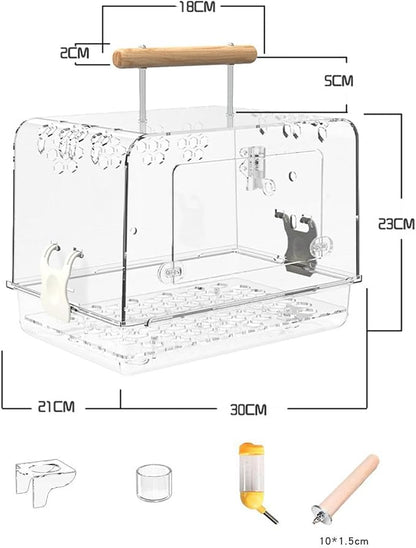Hamster Cage Bird Travel Cage Portable Clear Accessories Acrylic Villa Bird - Image 4