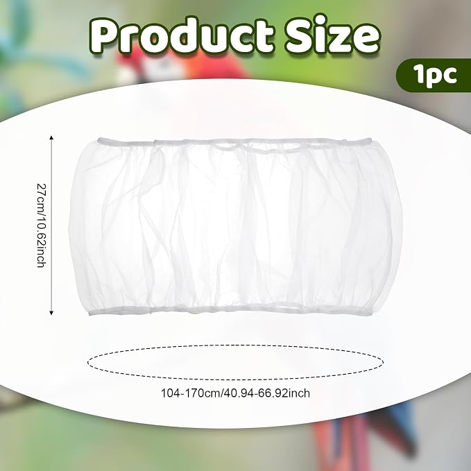 Adjustable Bird Cage Cover, 41-67‘’Bird Cage Seed Catcher Guard White Soft Airy - Image 2