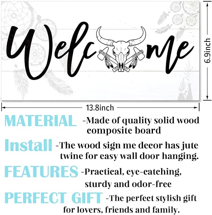 Welcome Sign for Front Door, Welcome Decor Wooden Hanging Sign, Unique Western - Image 2