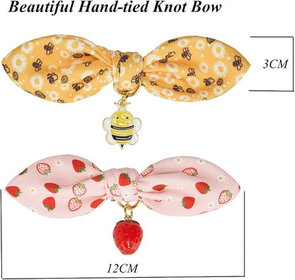 2 Pack Cotton Cat Collar, Removable Bowtie, Floral Pattern, Safety Breakaway - Image 4