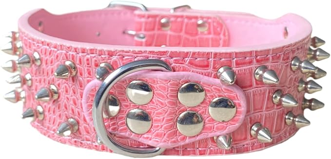Serijoars Spiked Studded Dog Collar, PU Leather Dog Collar, Adjustable Pet by Serijoars