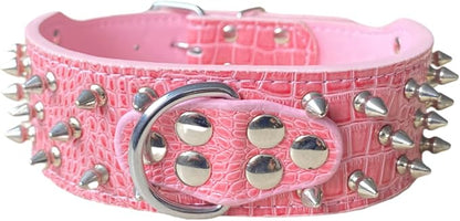 Serijoars Spiked Studded Dog Collar, PU Leather Dog Collar, Adjustable Pet by Serijoars