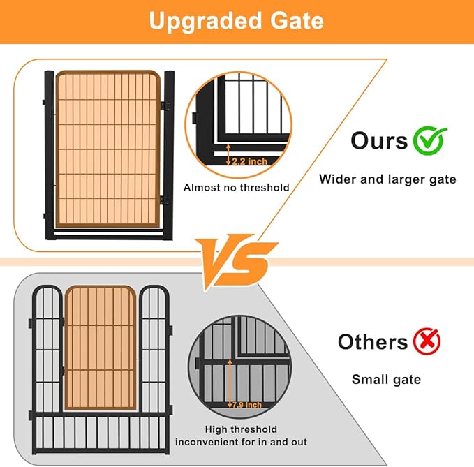 Wide Gate Dog Fence Outdoor Pens Outside, Portable Dog Play Pen 40" H 30 Panels - Image 2